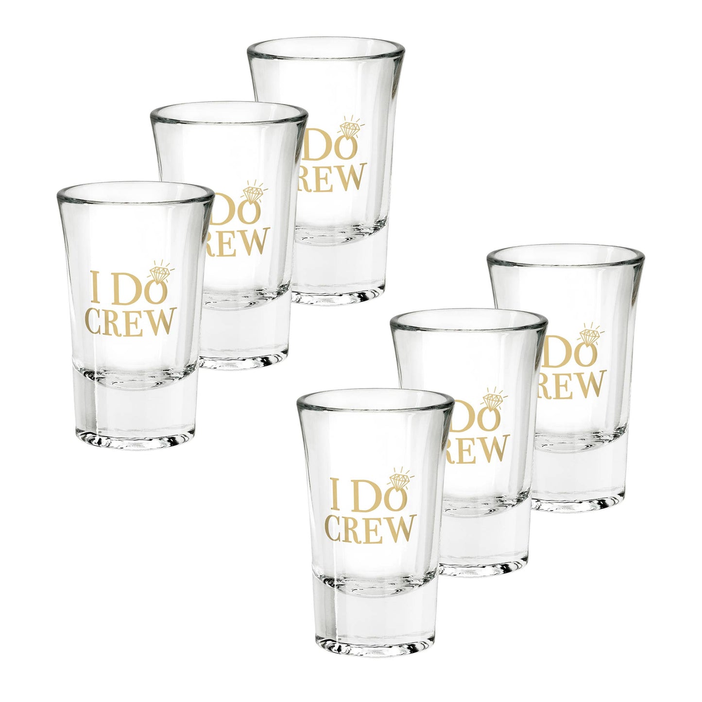 Set of 6 "I Do" Bridal Party Shot Glasses