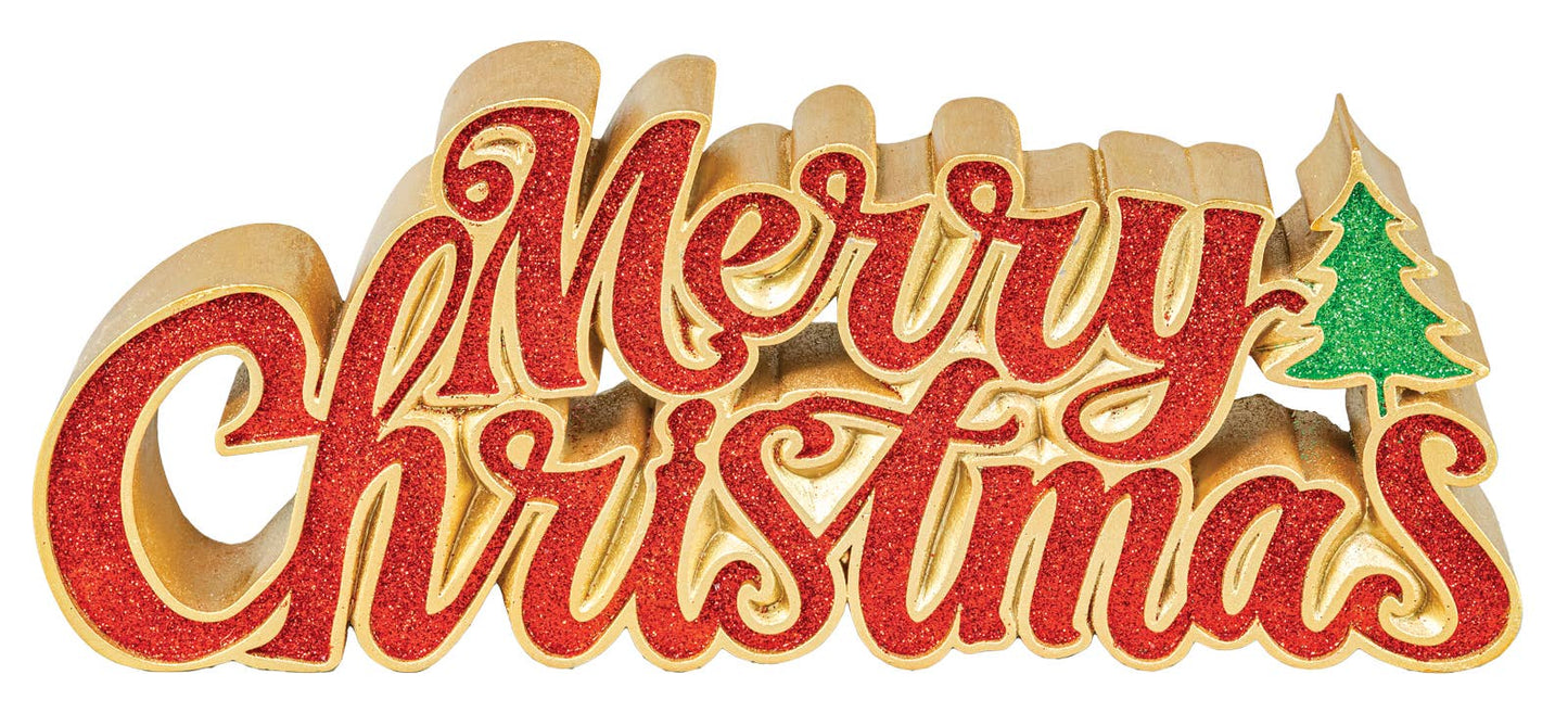 GOLD TRIMMED MERRY CHRISTMAS TABLETOP