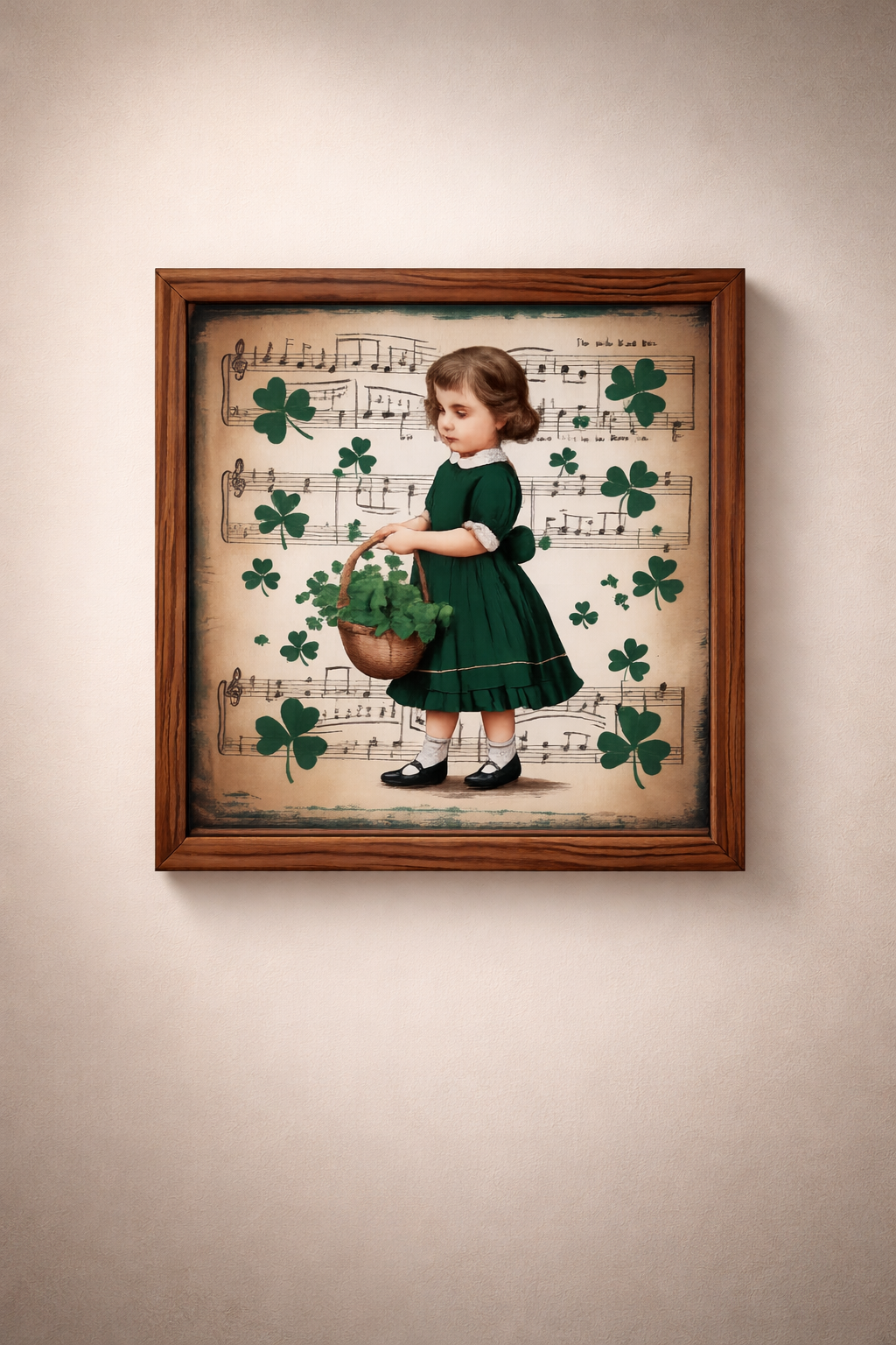 8 x 8 Saint Patricks Little Girl Frame with music notes