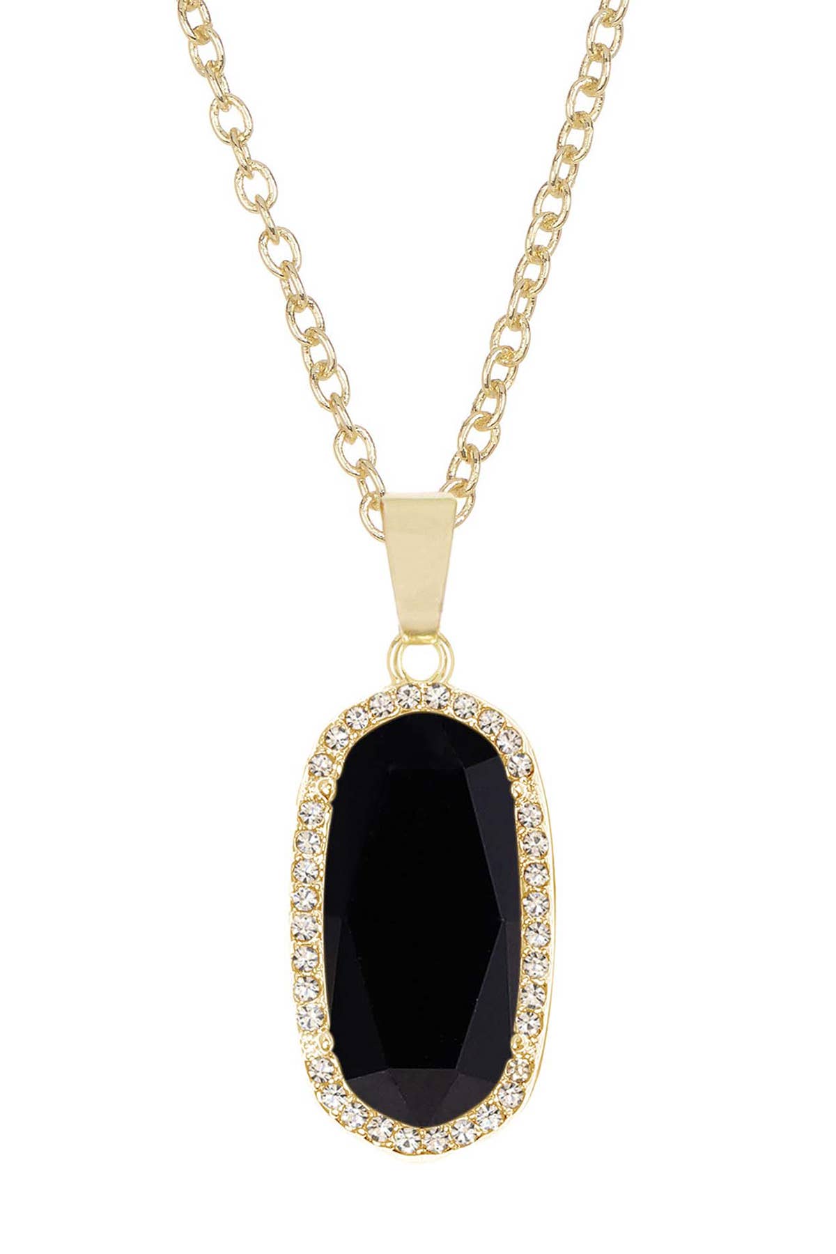 Black Onyx Halo Pendant Necklace - GF