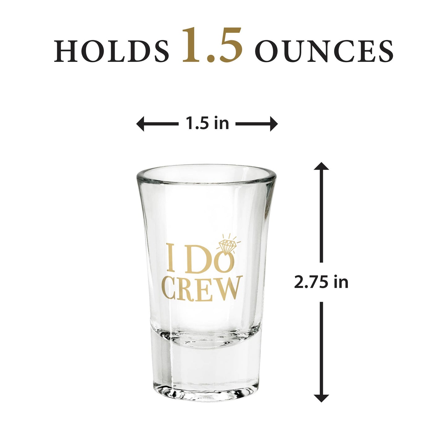 Set of 6 "I Do" Bridal Party Shot Glasses
