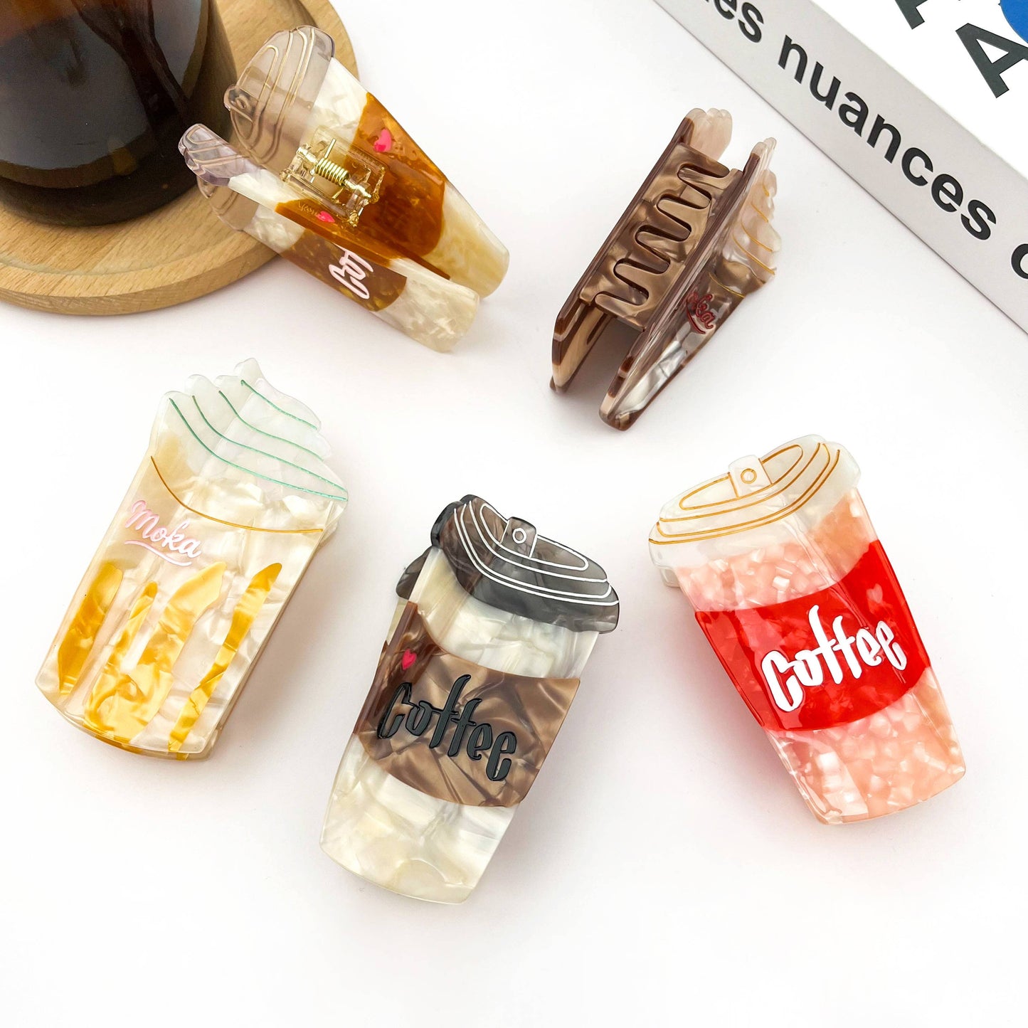 Coffee Hair Claw Clip, Acetate Hair Clip