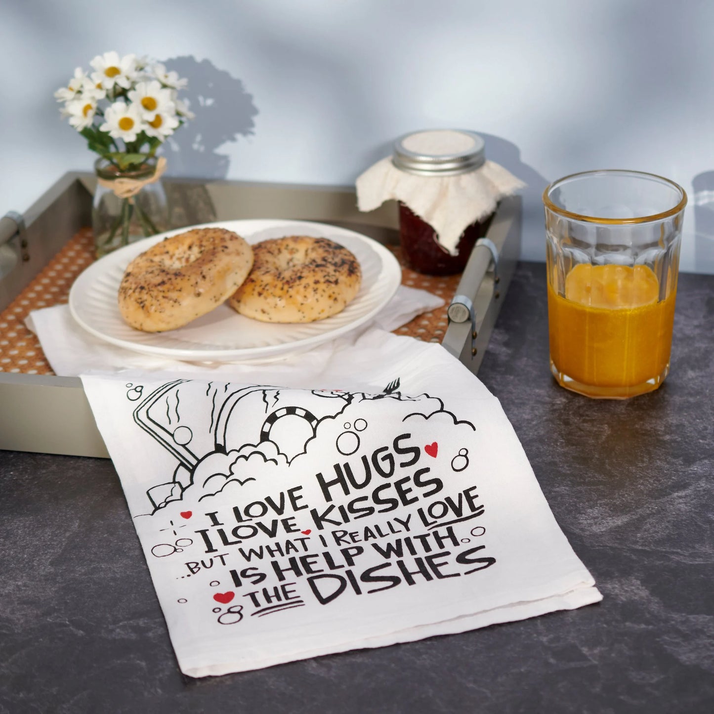 I Love Hugs Kitchen Towel