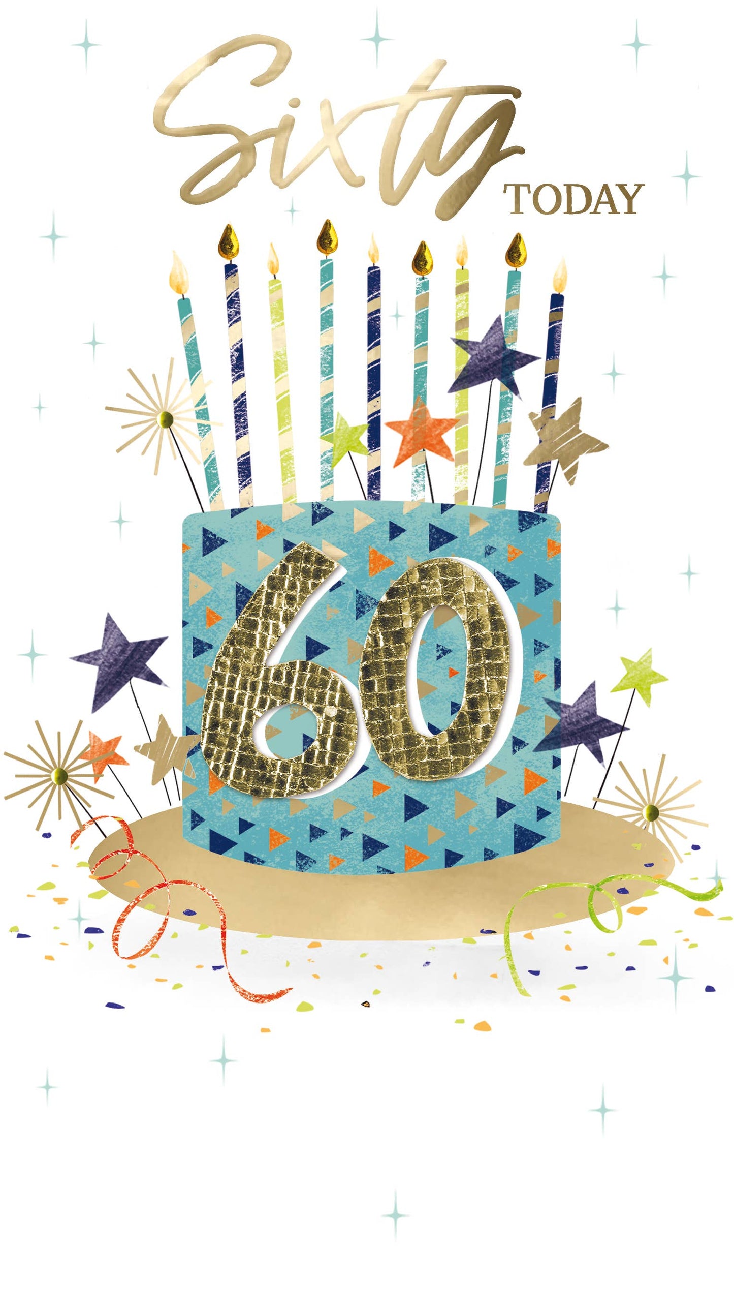 60th Birthday - hand-finished Greeting Card