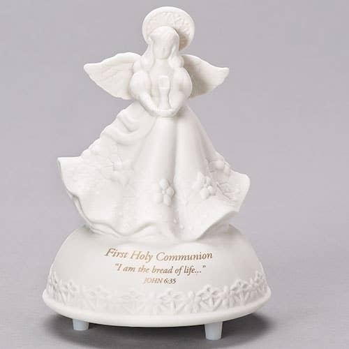 5"H Musical Communion Angel Plays The Lord's Prayer