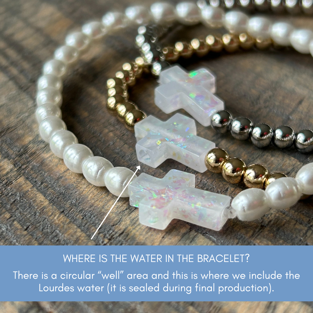 HOLY WATER BEADED AMETHYST AB CROSS BRACELET