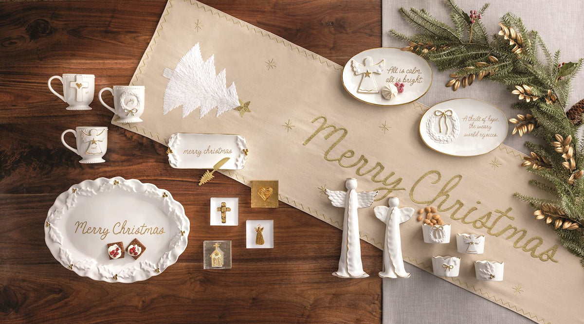 Gold Holly Merry Christmas Platter