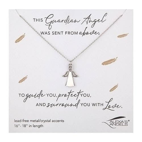 16-18"L Silver Angel Necklace Adjustable; Gift Bag