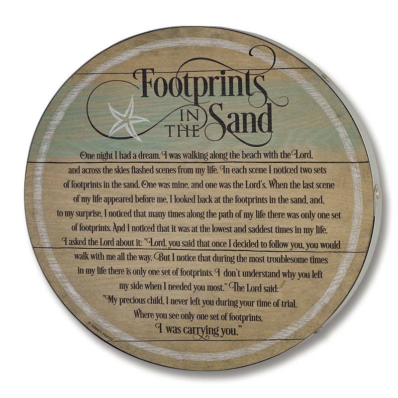 Footprints In The Sand Plank Plaque