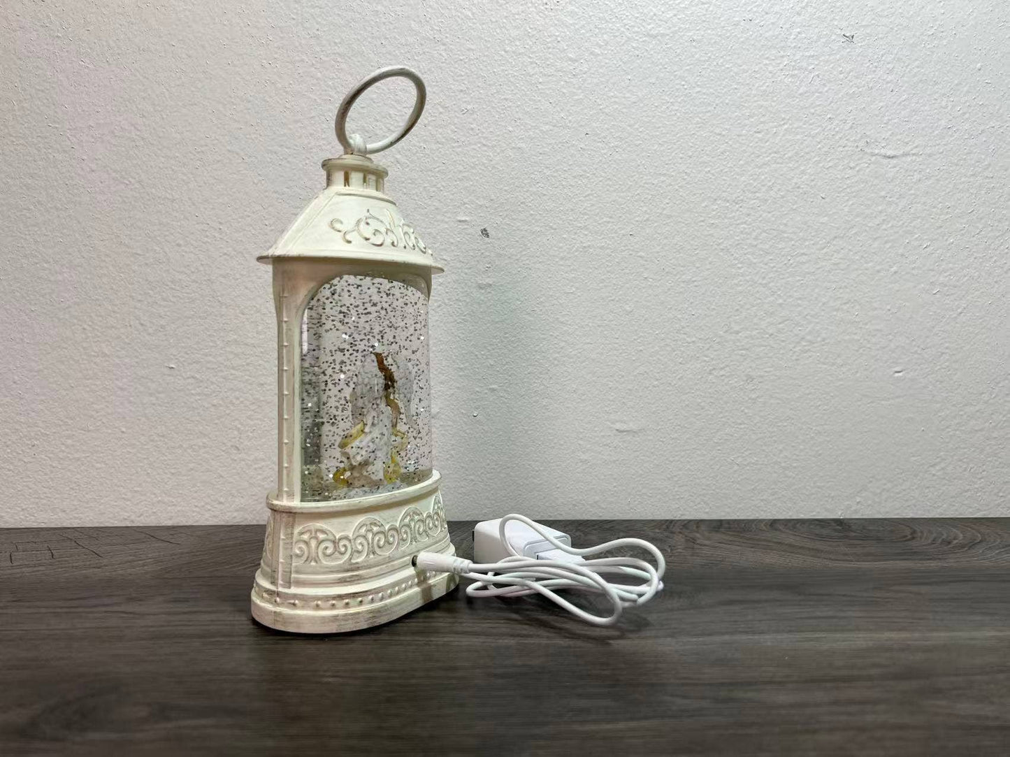 8.25" B/O Lighted Angel Musical Glitter Lantern Snow Globe