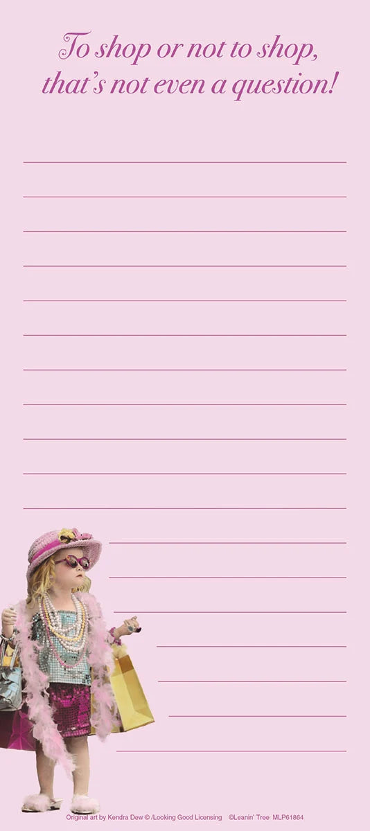 Magnetic Listpad: Little Girl in Hat & Sunglasses - Shopping Fun | Funny Magnetic Listpad