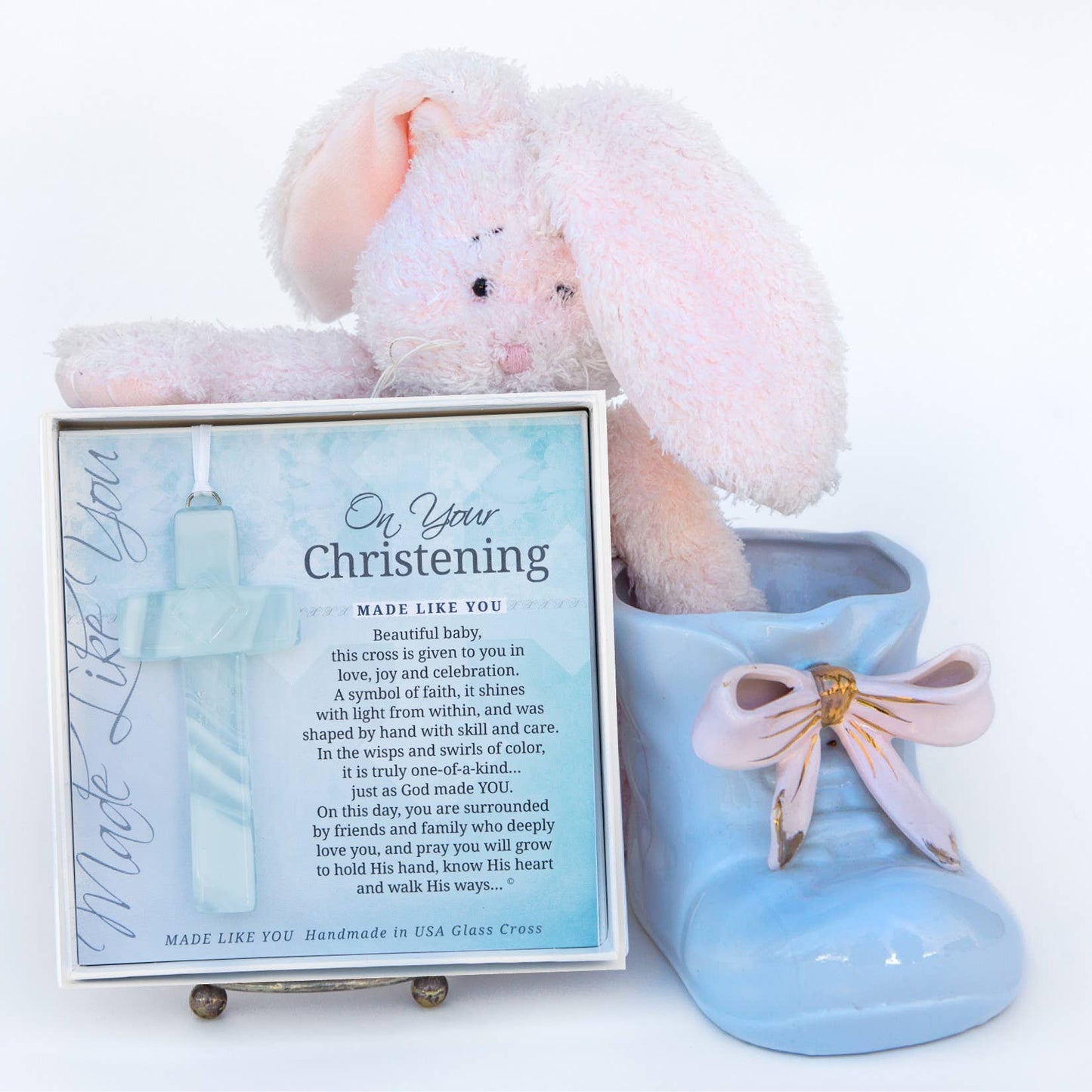 Baby Christening Gift USA Handmade Glass Cross Keepsake