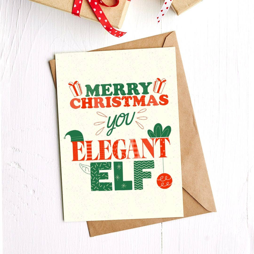 "Merry Christmas You Elegant Elf" Christmas Card