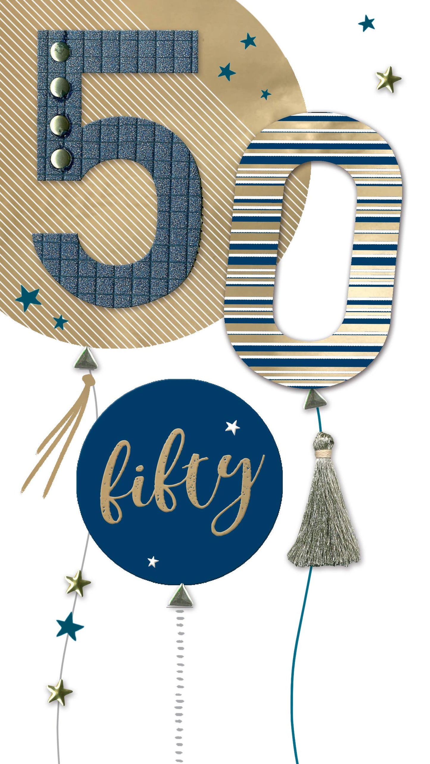 50th Birthday - hand-finished Greeting Card