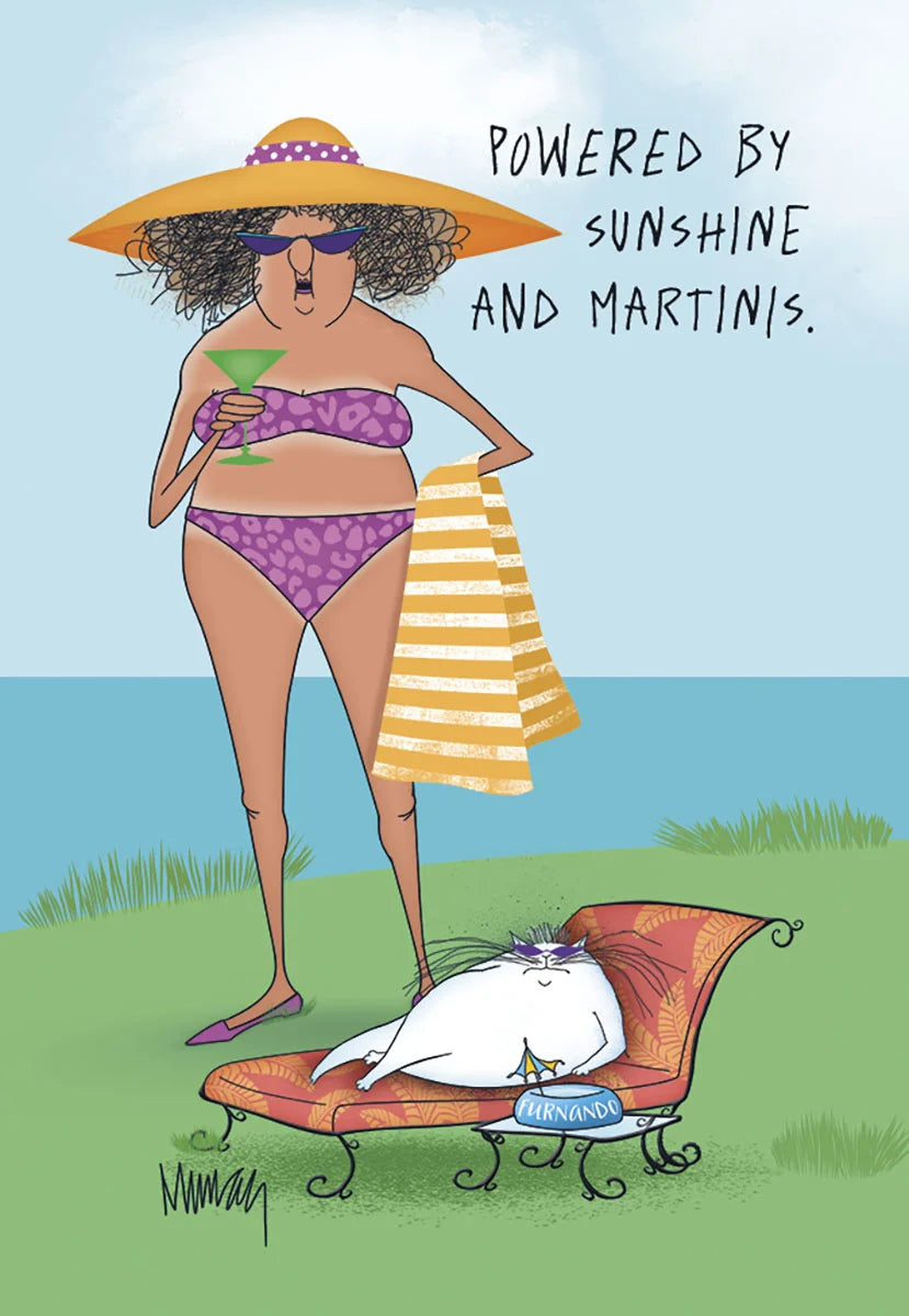 Trixie On Beach Holding A Martini Magnet
