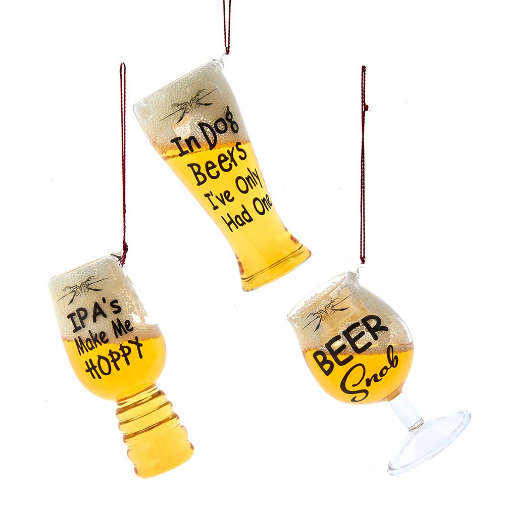 3.3-4"GLASS BEER GLASS ORNAMENT 3/ASSTD
