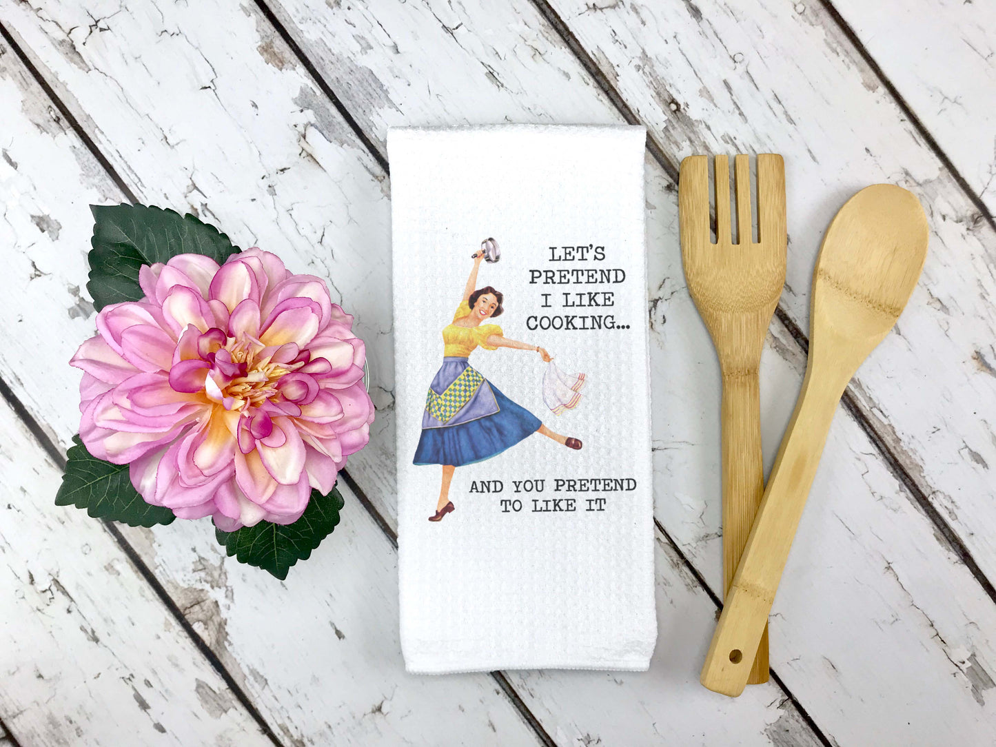 Let's Pretend I Like Cooking Kitchen Towel, Funny Dish Towel