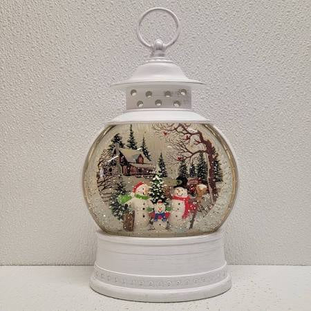 Snowman family Confetti Lites Lighted Swirl Lantern