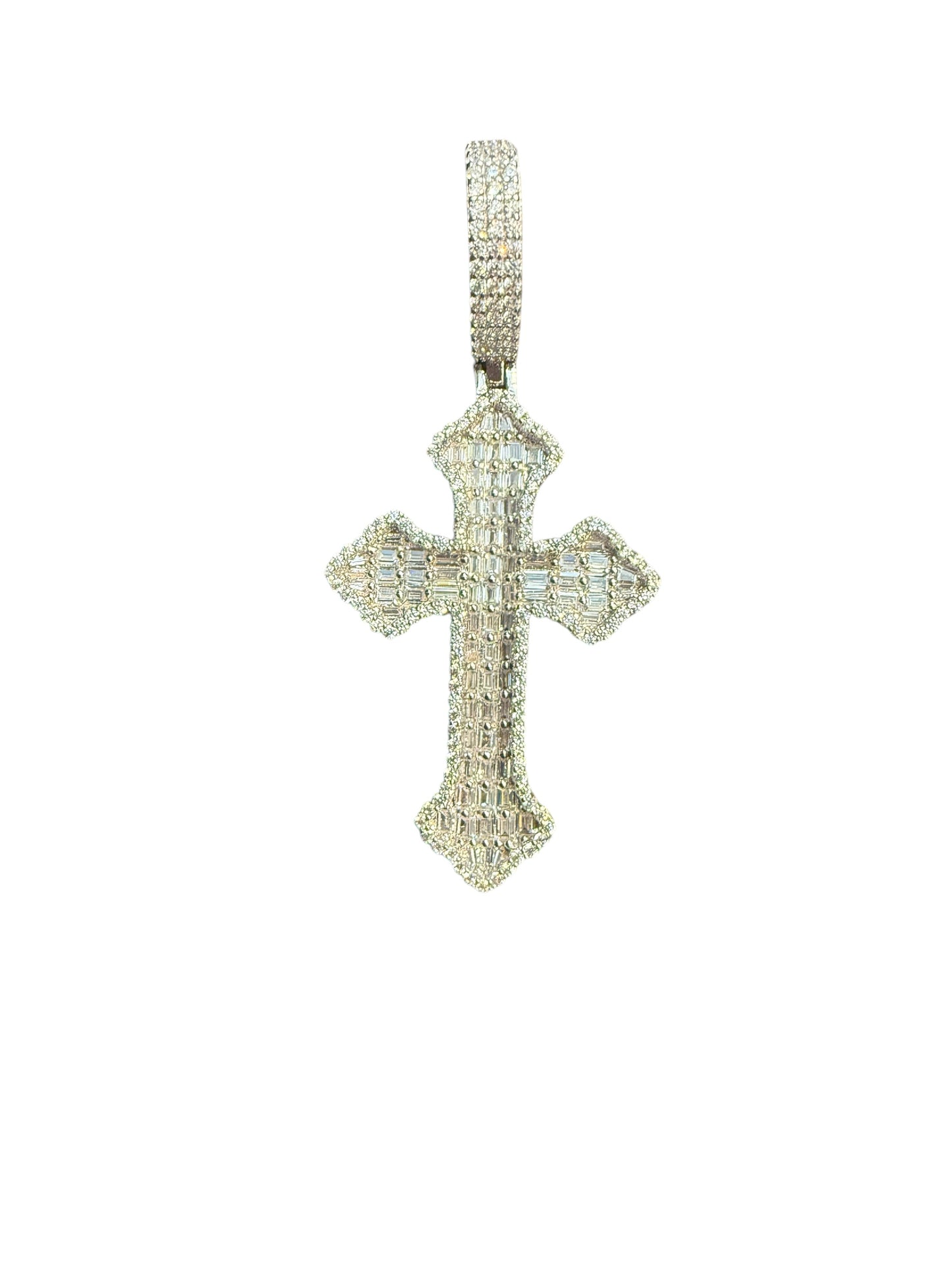 Rhinestone Sterling Silver Cross Charm