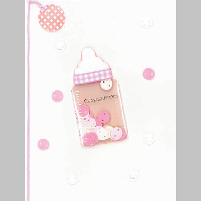Pink Baby Bottle Card