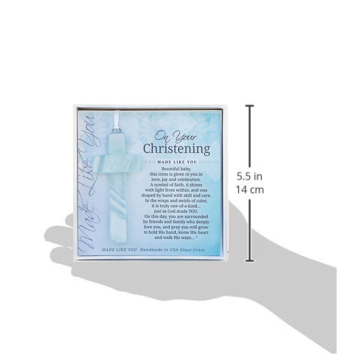 Baby Christening Gift USA Handmade Glass Cross Keepsake