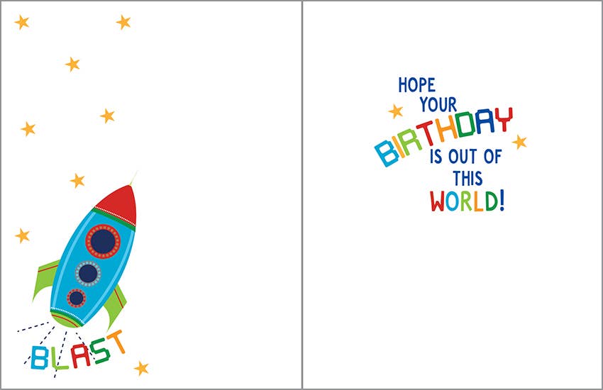 Birthday Card - Birthday Blast Off