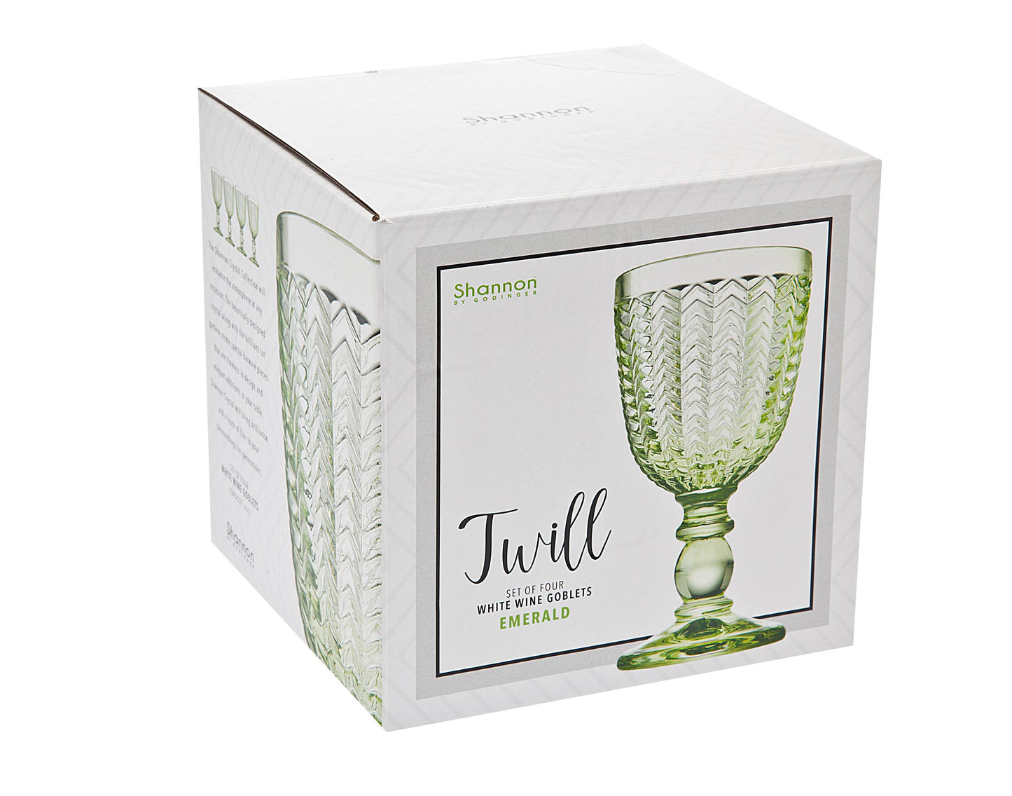Godinger Set of Four Twill Green Goblets
