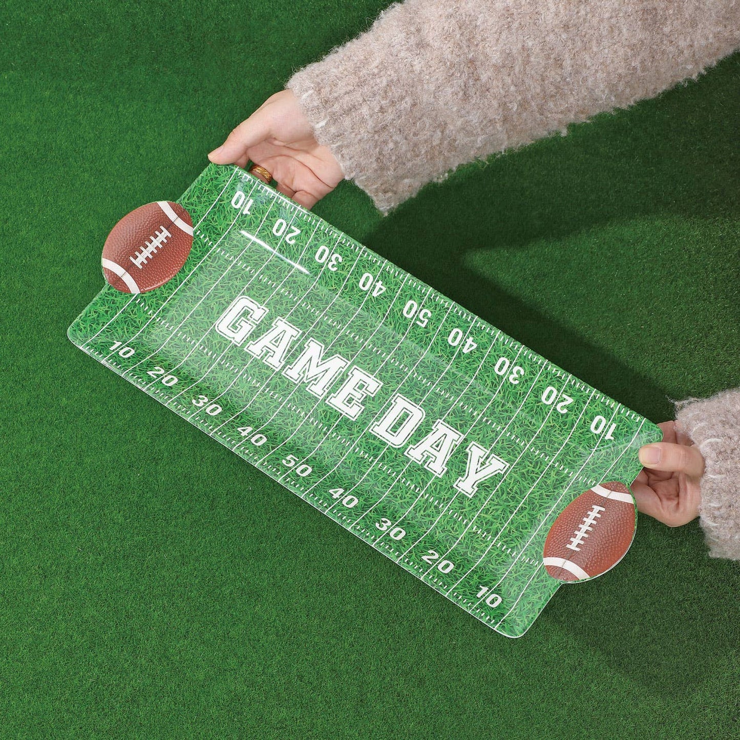 Football-Themed 16" Melamine Rectangle Tray