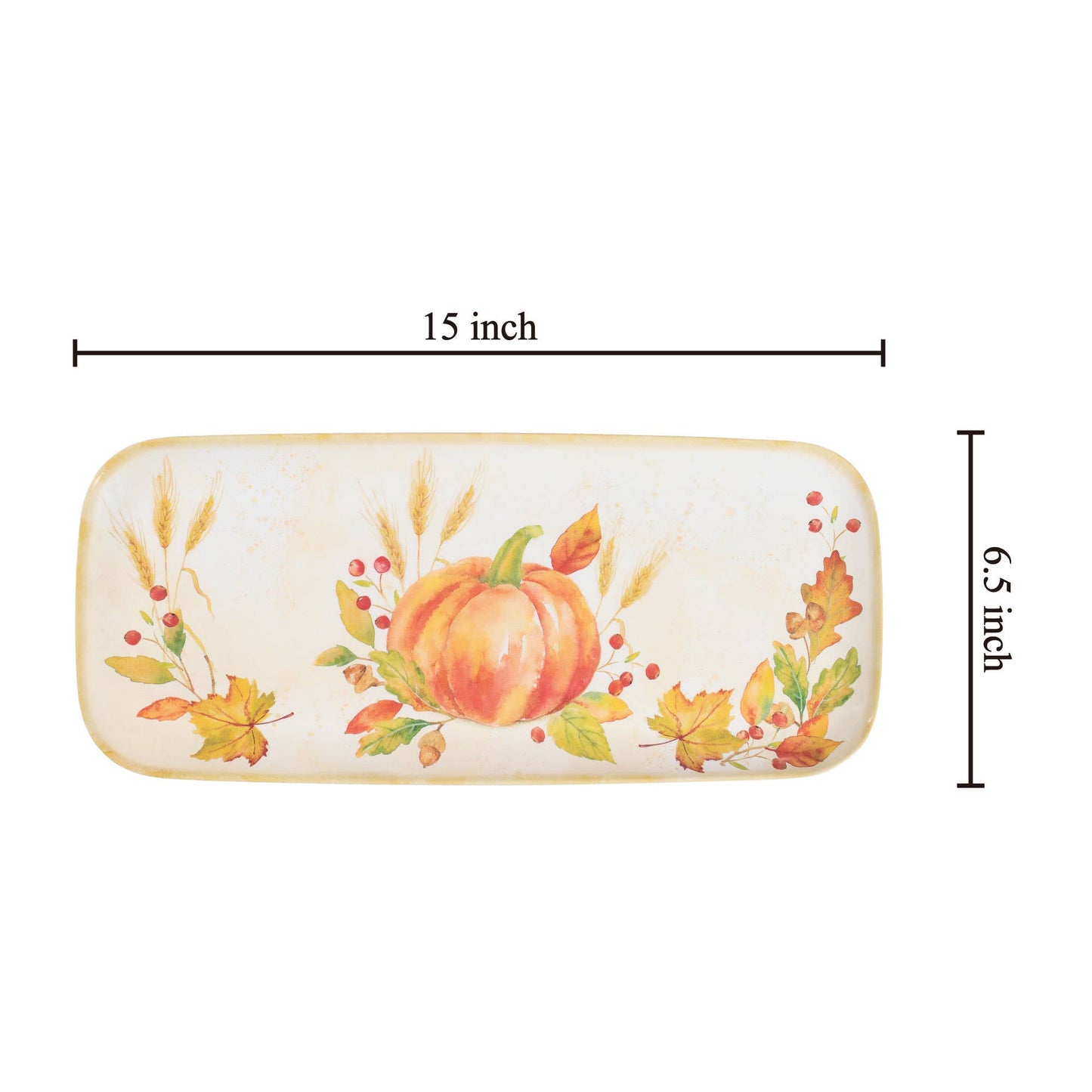 Harvest Pumpkin 15" Melamine Rectangle Tray