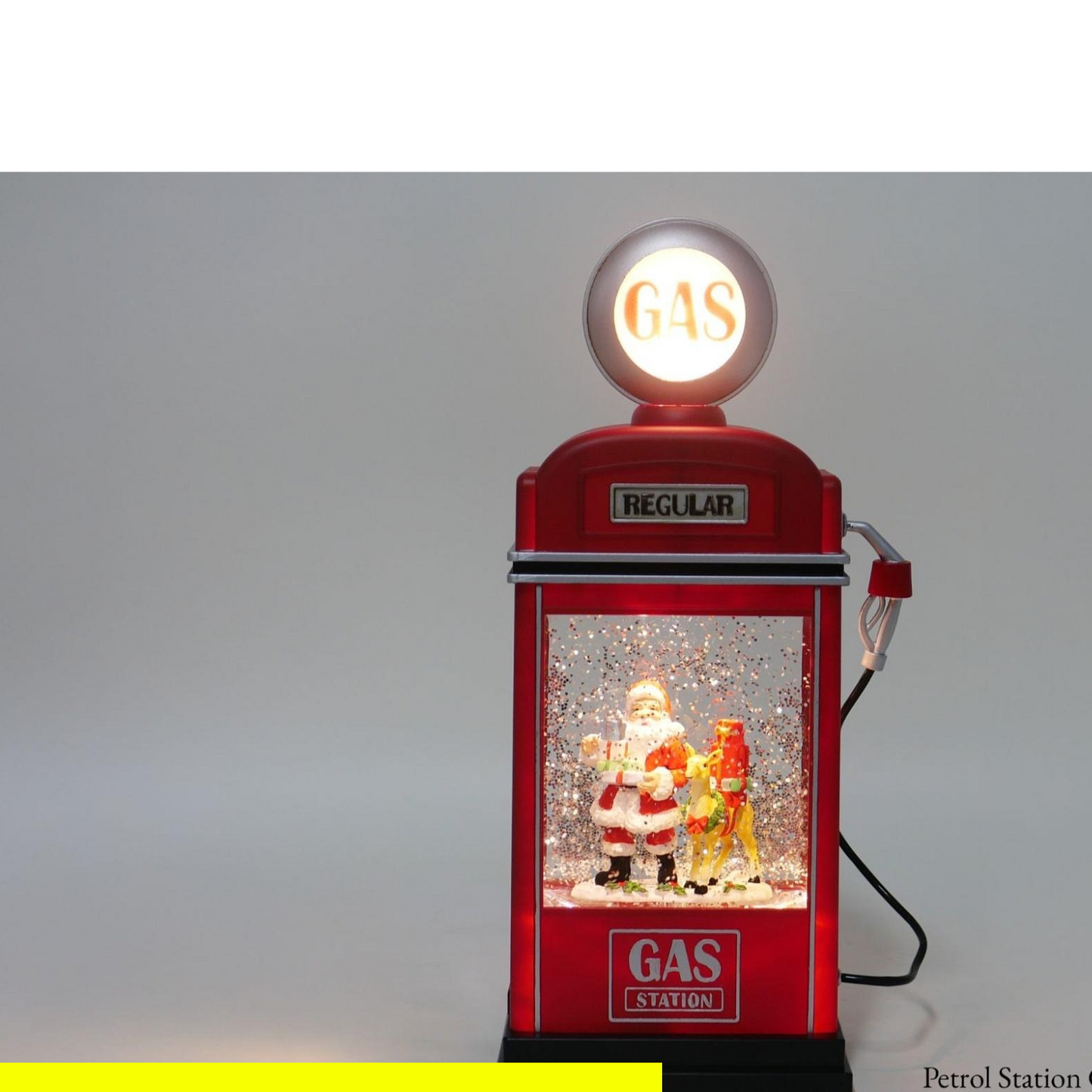 11" Lighted Petrol Station Glitter Globe - Santa & Deer