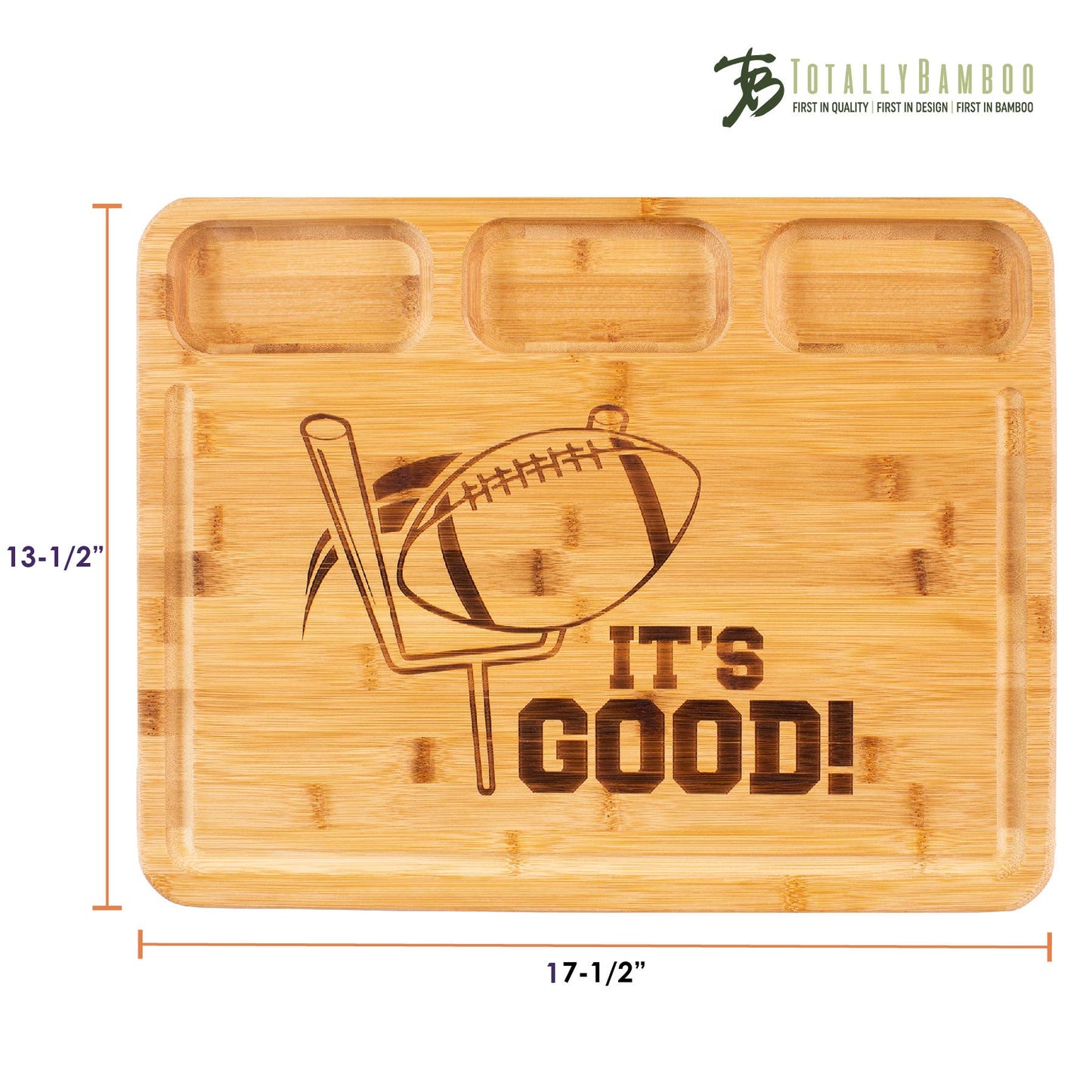 3 Well Kitchen Prep Cutting Board with Football Engraving