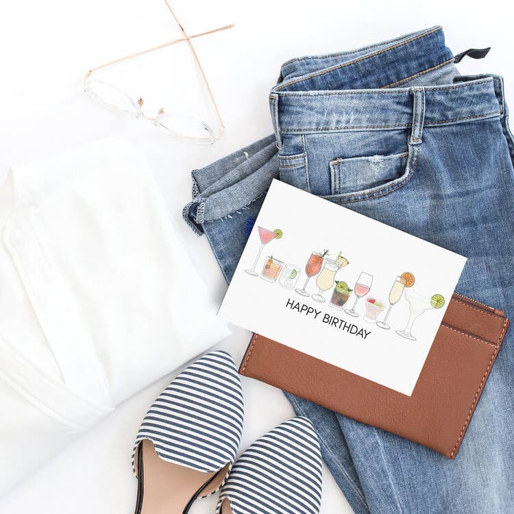 Happy Birthday Cocktails Greeting Card - 21st Birthday Card