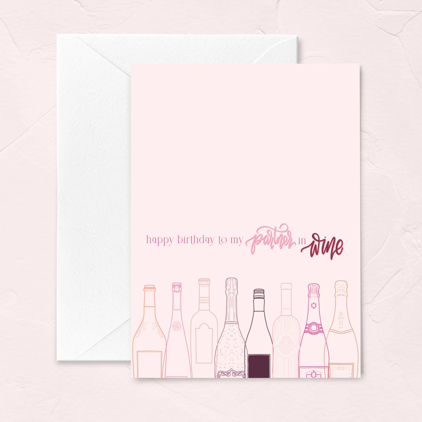 Pink Happy Birthday Greeting Card - Partner in Wine