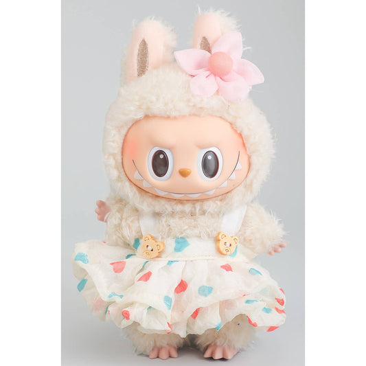 CUTE HEART PRINT DRESS AND BOW LABUBU OUTFIT