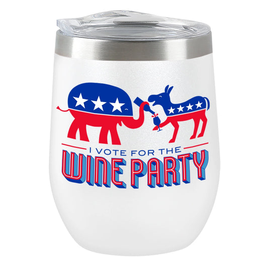 Wine Party Insulated Tumbler in White **Blow Out **