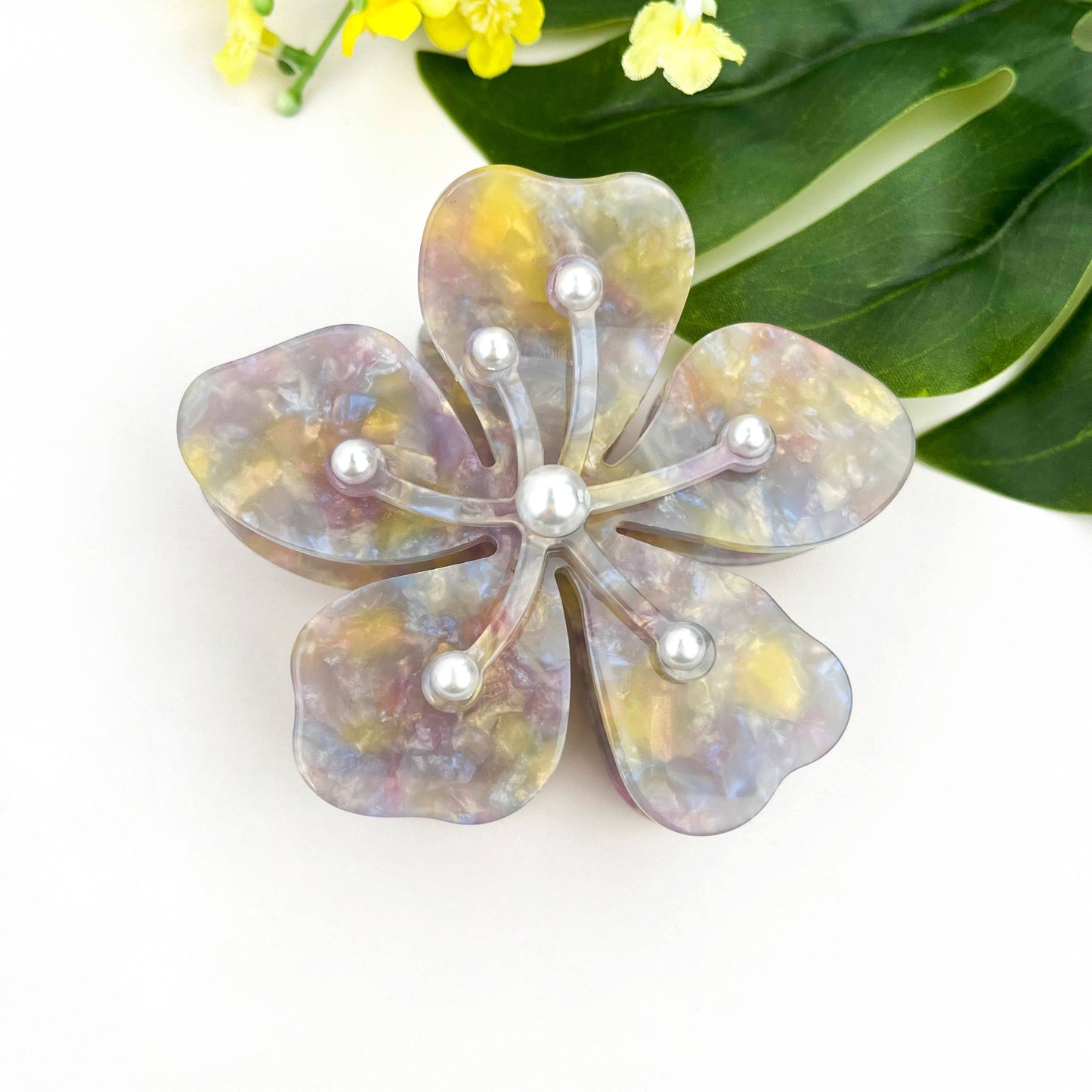 Pearl Sakura Claw Clip, Flower Hair Clip