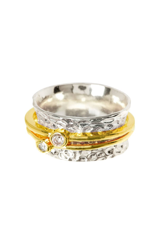 CZ Tri Tone Kasey Spinner Ring