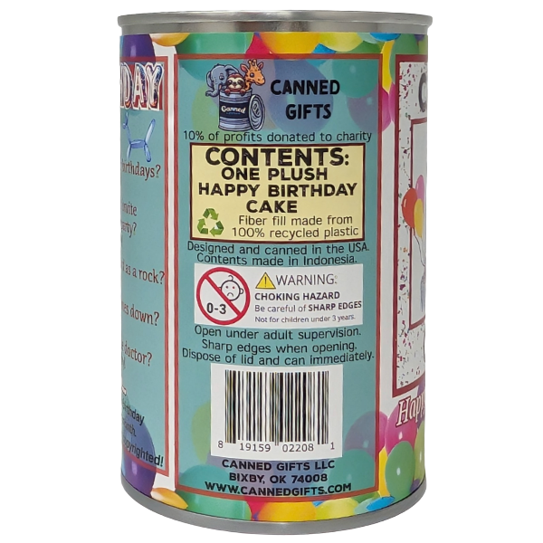 Canned Cake | Happy Birthday to You Gift | Plush B-day Cake