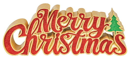 GOLD TRIMMED MERRY CHRISTMAS TABLETOP