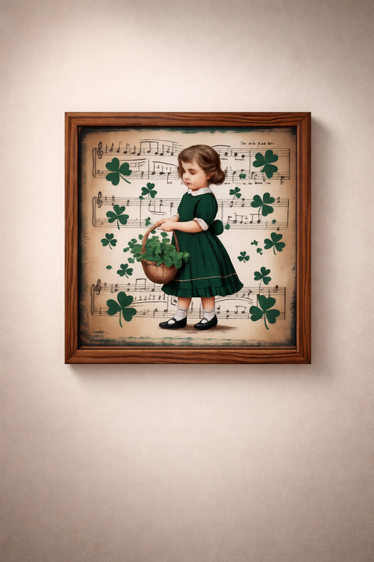 8 x 8 Saint Patricks Little Girl Frame with music notes