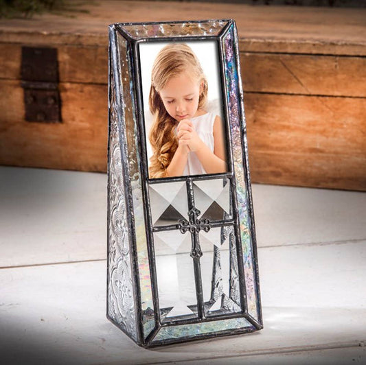 2x3 Glass Photo Frames - Iridescent Cross Accent