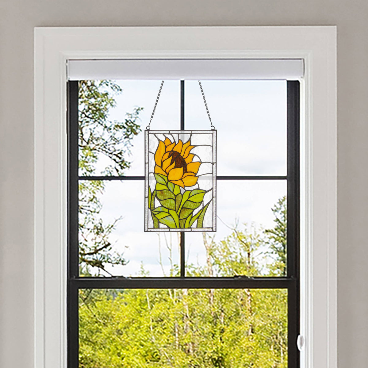 11.25” Sunflower Stained Glass Window Panel
