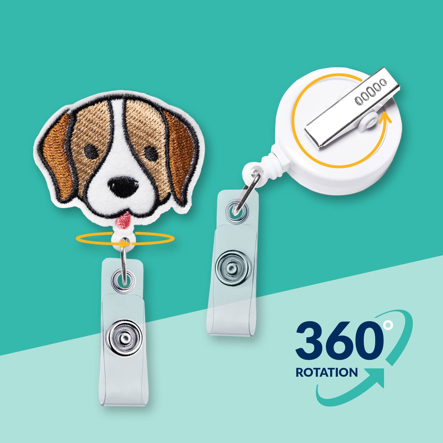 Dog 360-Degree Rotating Retractable Reel Clip Badge Holder