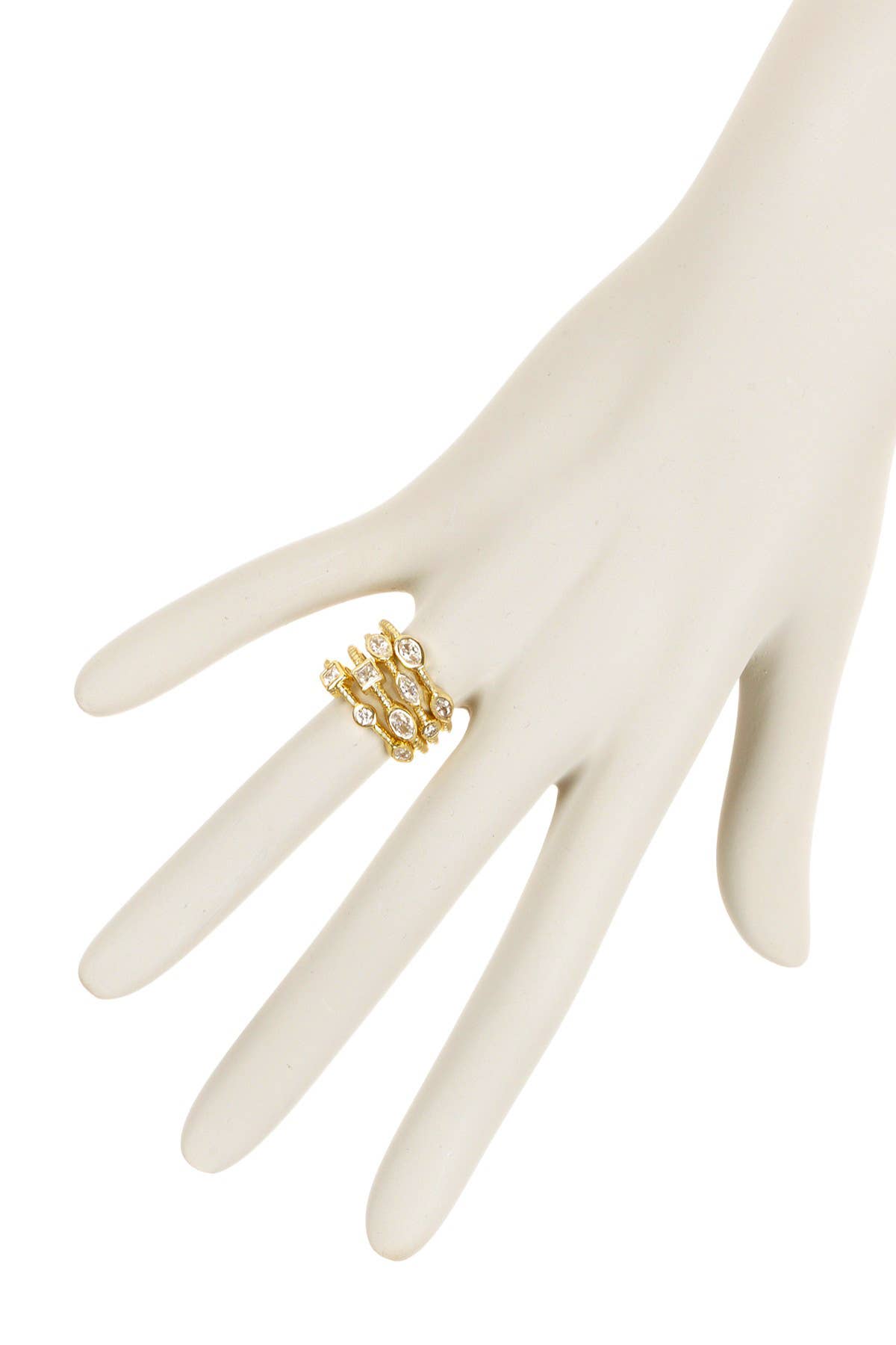 4 PC White CZ Stack Ring Set - GF