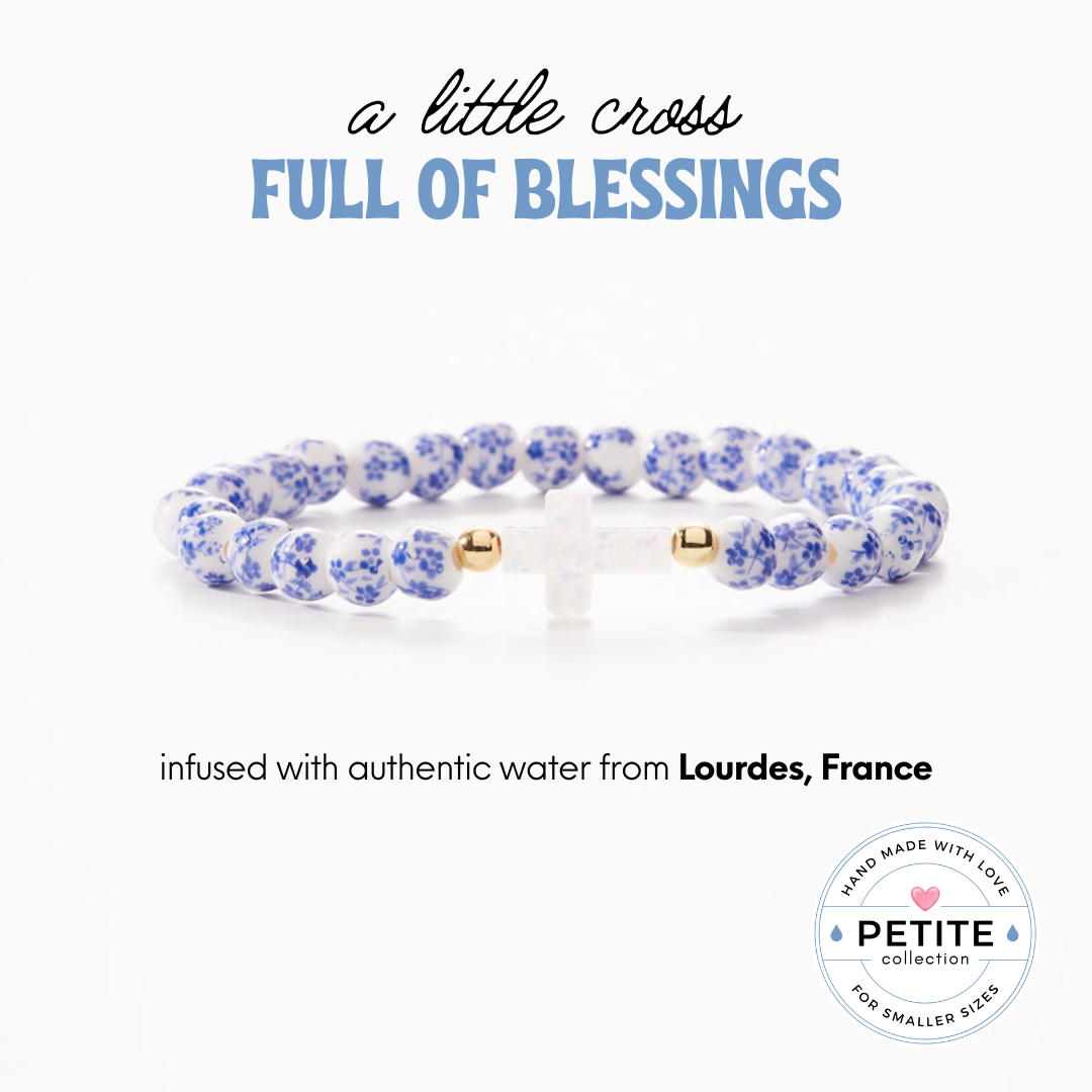 PETITE HOLY WATER PORCELAIN CROSS BRACELET
