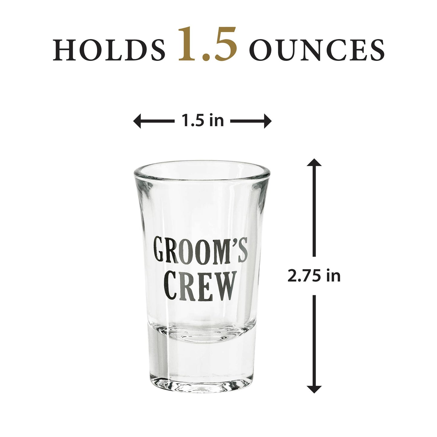 Set of 6 "Groom's Crew" Wedding Party Shot Glasses