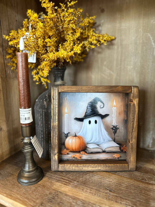 8x8 Ghost And Book Framed Sign