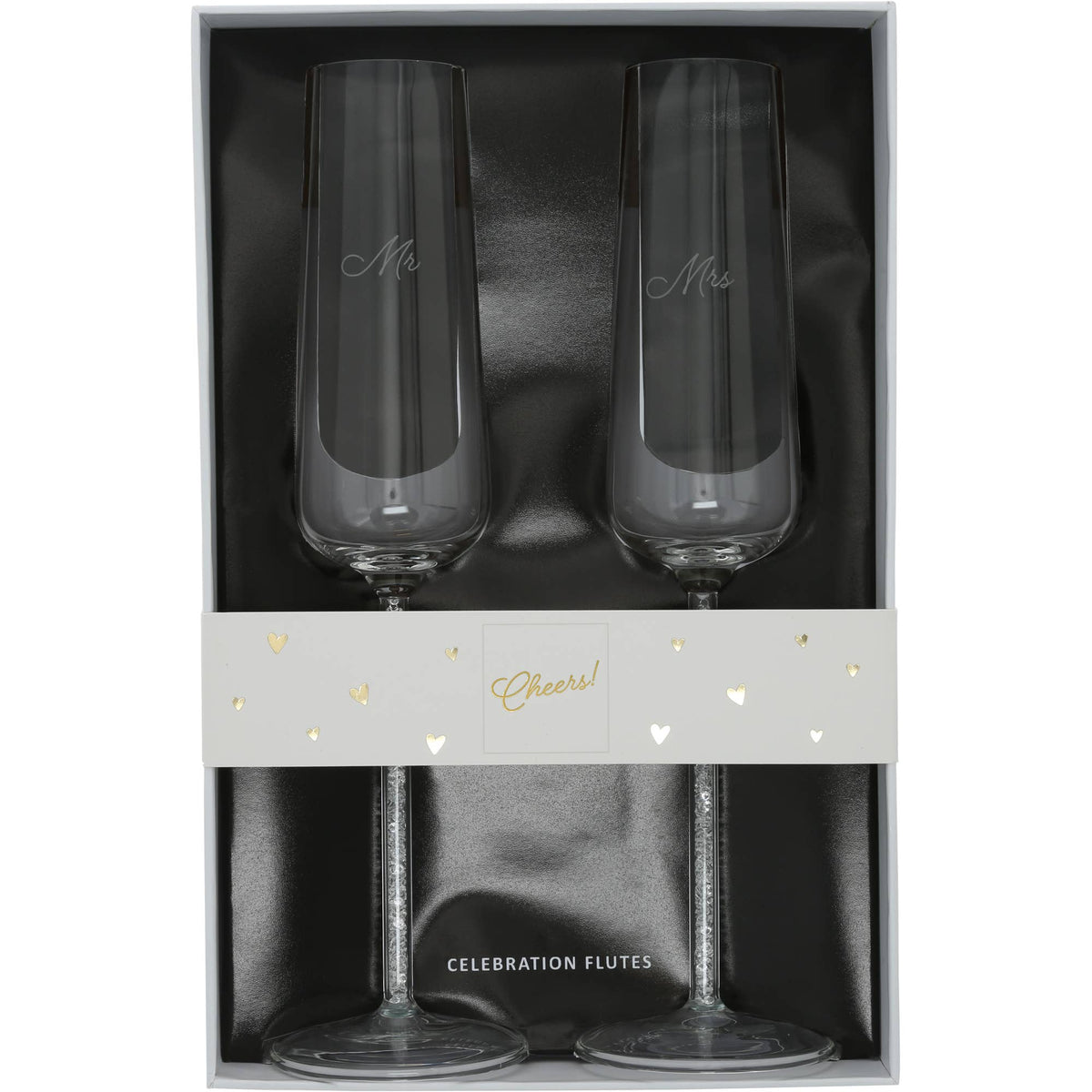Mr. & Mrs.  -  Gift Boxed 7 oz Glass Toasting Flute Set