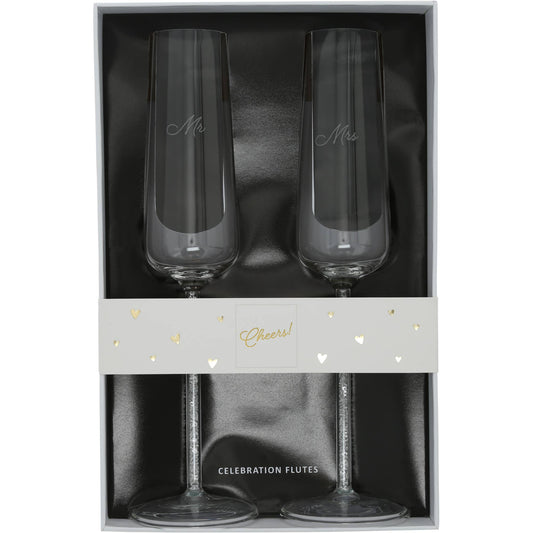 Mr. & Mrs.  -  Gift Boxed 7 oz Glass Toasting Flute Set
