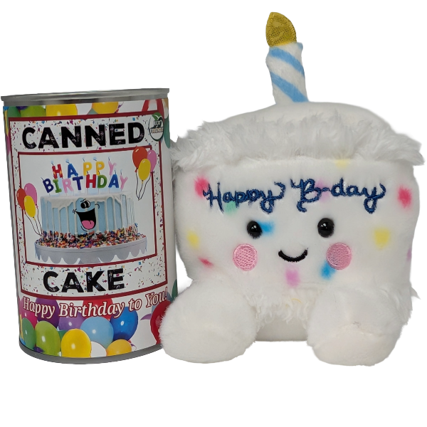 Canned Cake | Happy Birthday to You Gift | Plush B-day Cake